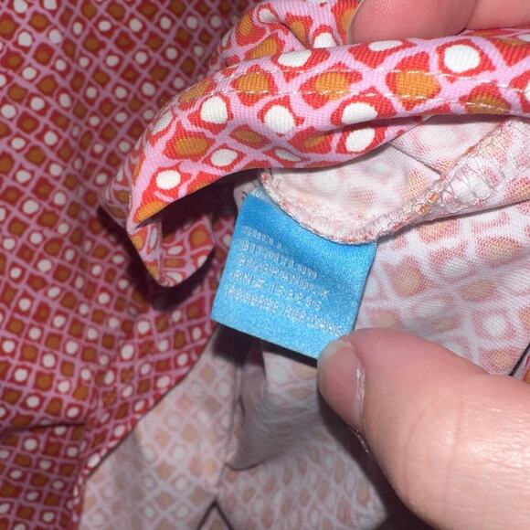 J. McLaughlin Durham Ruffle Collar Catalina Cloth Pink Red Geometric Top Small - Picture 5 of 6